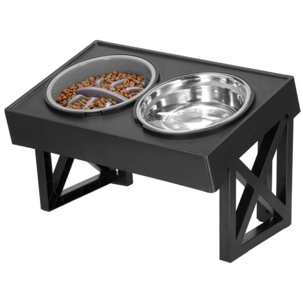 Set 2 boluri cu stand, pentru catei, inaltime si unghi reglabile, 2 x 21 cm