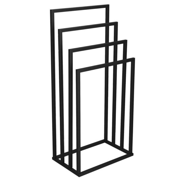Suport metalic de baie pentru prosoape, cu 4 standuri, 96 cm, negru - imagine 7