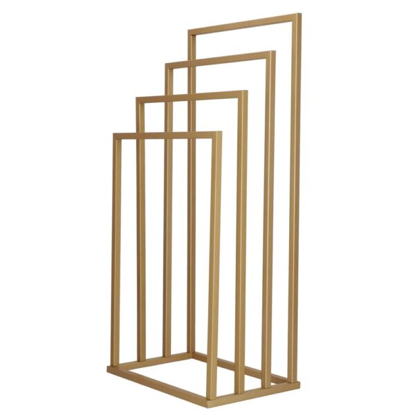 Suport metalic de baie pentru prosoape, cu 4 standuri, 96 cm, auriu mat - imagine 8