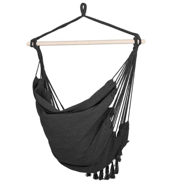 Hamac tip leagan suspendat pentru casa sau gradina, cu perne, 130x100cm, 150kg, gri inchis - imagine 6