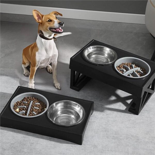 Set 2 boluri cu stand, pentru catei, inaltime si unghi reglabile, 2 x 21 cm - imagine 8