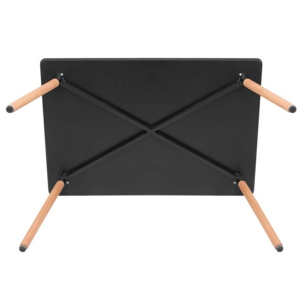 Masa dining bucatarie, dreptunghiulara, 120x80x74 cm, Blat MDF, Picioare lemn, Negru - imagine 8