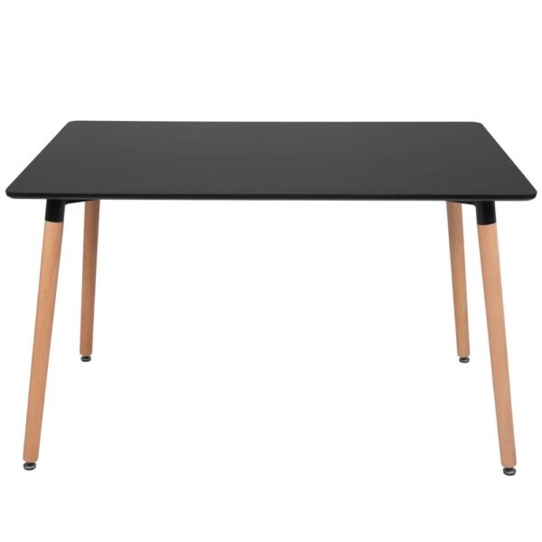 Masa dining bucatarie, dreptunghiulara, 120x80x74 cm, Blat MDF, Picioare lemn, Negru - imagine 9