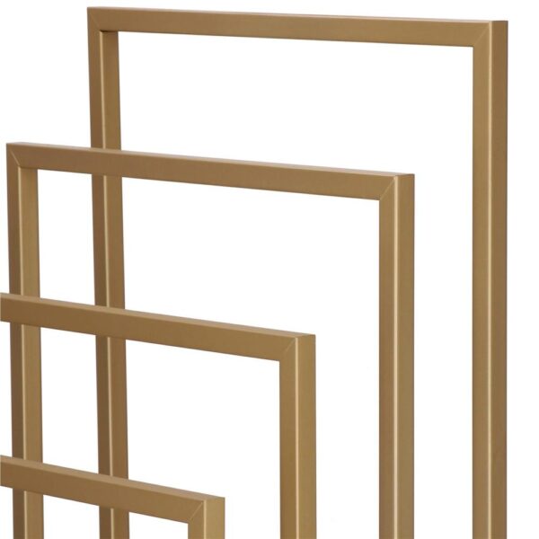 Suport metalic de baie pentru prosoape, cu 4 standuri, 96 cm, auriu mat - imagine 10