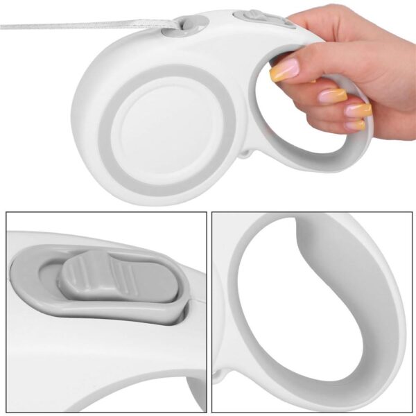 Lesa automata retractabila, pentru rase mari pana la 50kg, 500 cm, alb gri - imagine 9