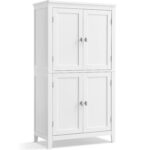 VASAGLE Dulap de baie, din MDF, cu 2 compartimente si 4 usi, rafturi reglabile, 30x60x110cm, alb