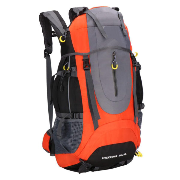 Rucsac tactic militar pentru drumetie, cu husa de ploaie, 70 litri, 25 kg, 68x35x20 cm, gri portocaliu - imagine 2