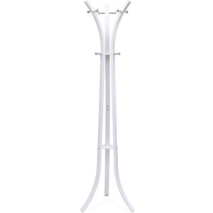 SONGMICS Cuier metalic 176x50x50 cm, cu 9 carlige, otel vopsit si plastic ABS, alb