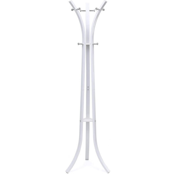 SONGMICS Cuier metalic 176x50x50 cm, cu 9 carlige, otel vopsit si plastic ABS, alb