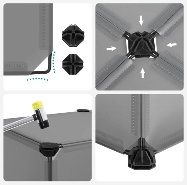 SONGMICS Dulap de depozitare pantofi modular, configurabil cu 10 compartimente, 43x31x173 cm, gri - imagine 5