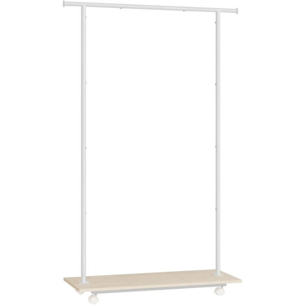 SONGMICS Suport pentru haine cu sina de agatat si polita inferioara, pe roti, 35x99x160 cm, alb