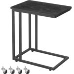 VASAGLE Masuta de cafea, cu cadru de otel si roti, stil industrial, 35x50x60 cm, negru