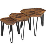 VASAGLE Set 3 mese de cafea suprapozabile, stil industrial, diametru 40, 51 si 59 cm, maro rustic