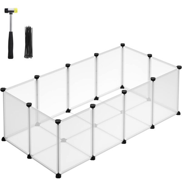 SONGMICS Tarc pentru animale mici rozatoare, din plastic, modulara, 125x63x42 cm, alb