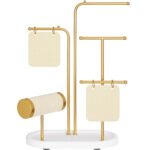 SONGMICS Stand suport pentru depozitare si expunere bijuterii, otel, 11x20x32 cm, auriu