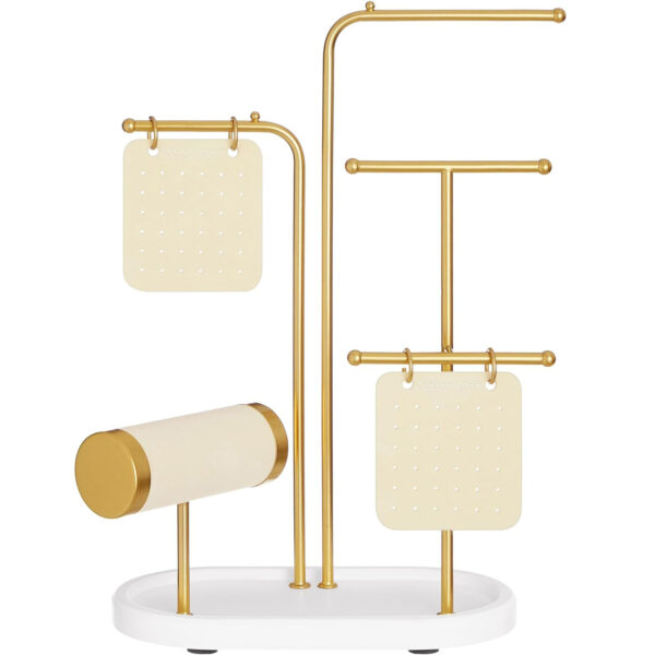 SONGMICS Stand suport pentru depozitare si expunere bijuterii, otel, 11x20x32 cm, auriu