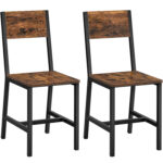VASAGLE Set 2 scaune de living, cu spatar, stil industrial, 37x50x87 cm, maro rustic