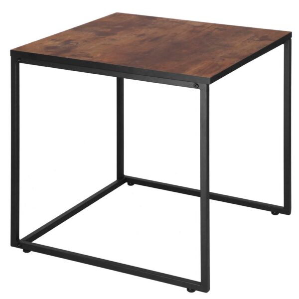 Set 2 mese pentru cafea, cadru otel, stil industrial, 50x50x52 cm si 45x45x47 cm, maro - imagine 10