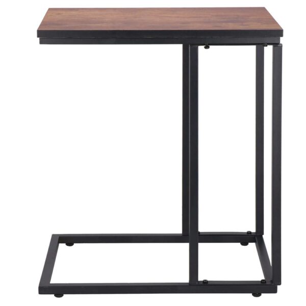 Masuta de cafea, cu cadru de otel si roti, industrial, 35x50x66 cm, maro wenge - imagine 9