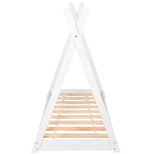 Pat din lemn pentru copii, model TeePee, somiera inclusa, 61x146x130 cm, alb - imagine 7