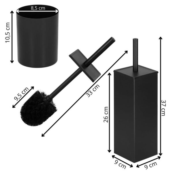 Perie WC cu rezervor detasabil si capac, din metal, 37 cm, negru - imagine 3