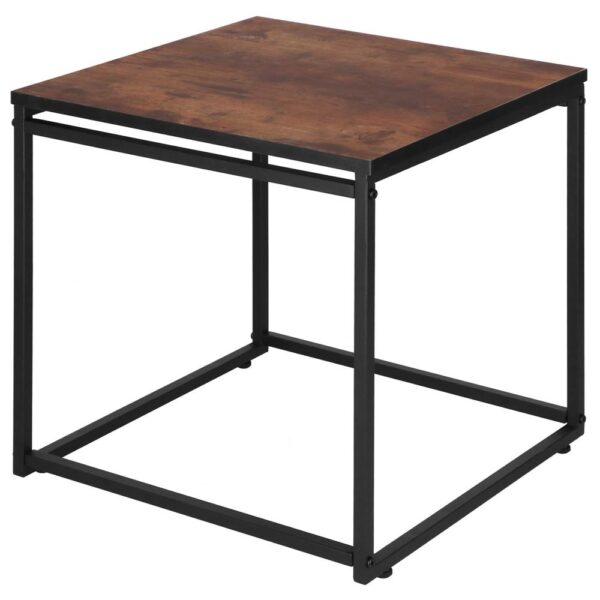 Set 2 mese pentru cafea, cadru otel, stil industrial, 50x50x52 cm si 45x45x47 cm, maro - imagine 11