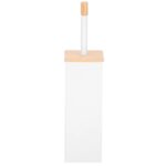 Perie WC cu rezervor detasabil si capac, din metal si bambus, 40 cm, alb