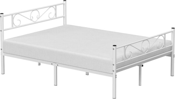 VASAGLE Cadru metalic de pat dublu, 140x190 cm, alb - imagine 12