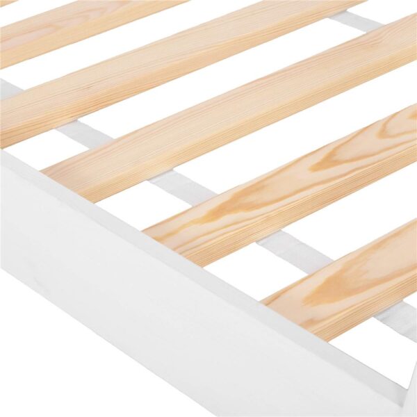 Pat din lemn pentru copii, model TeePee, somiera inclusa, 61x146x130 cm, alb - imagine 5