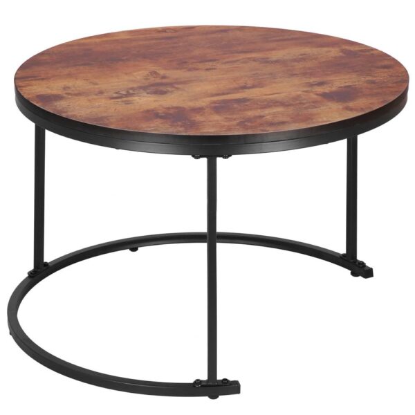 Set 2 mese pentru cafea suprapozabile, cadru otel, 70x70x47 cm si 50x50x40 cm, maro - imagine 15
