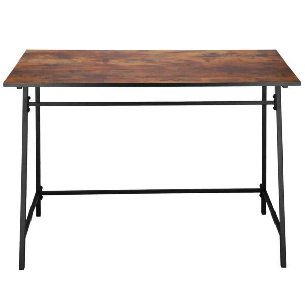Birou tip masa laterala, cu cadru din otel, 50x100x76 cm, industrial, maro - imagine 15