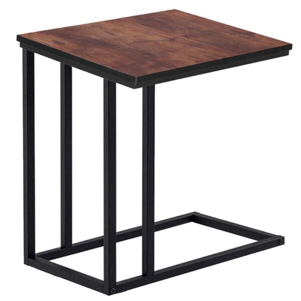 Masuta de cafea, cu cadru de otel si roti, industrial, 35x50x66 cm, maro wenge - imagine 13