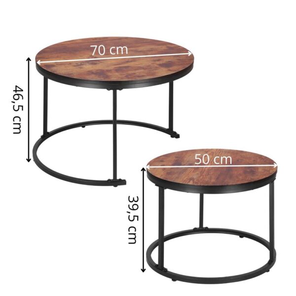 Set 2 mese pentru cafea suprapozabile, cadru otel, 70x70x47 cm si 50x50x40 cm, maro - imagine 17