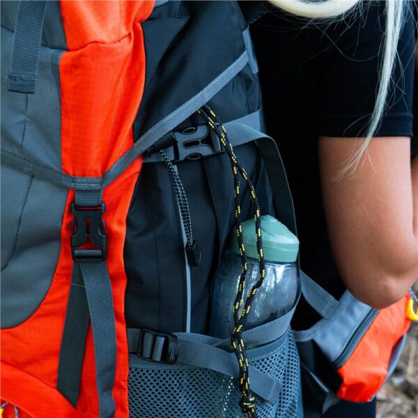 Rucsac tactic militar pentru drumetie, cu husa de ploaie, 70 litri, 25 kg, 68x35x20 cm, gri portocaliu - imagine 15