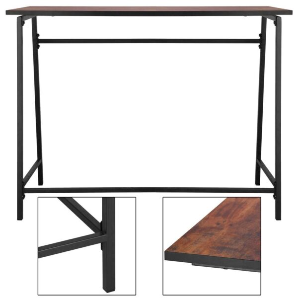 Birou tip masa laterala, cu cadru din otel, 50x100x76 cm, industrial, maro - imagine 17