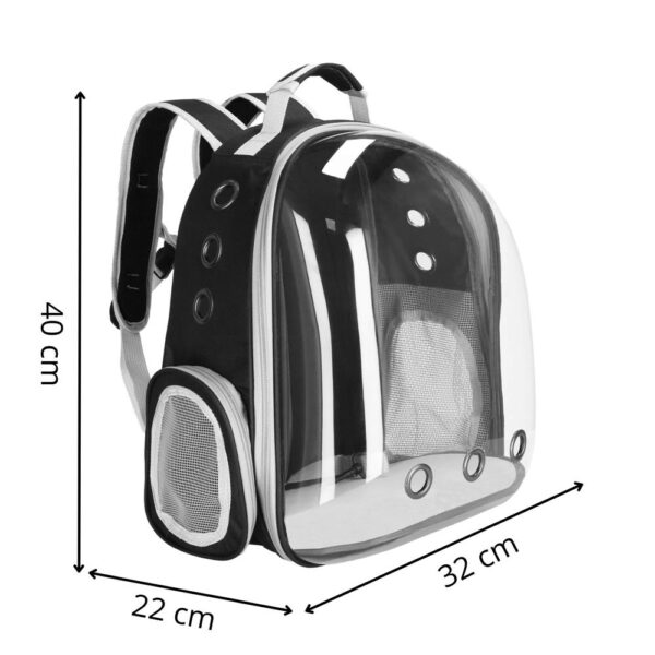 Rucsac transport animale talie mica-medie, maxim 12 kg, hublou panoramic transparent, buzunare laterale, gri - imagine 18