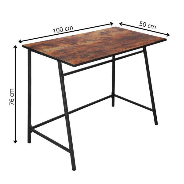 Birou tip masa laterala, cu cadru din otel, 50x100x76 cm, industrial, maro - imagine 18