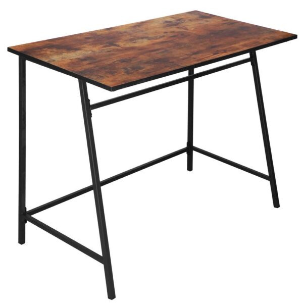 Birou tip masa laterala, cu cadru din otel, 50x100x76 cm, industrial, maro - imagine 19