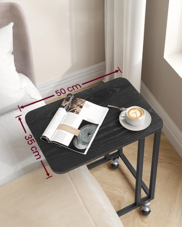 VASAGLE Masuta de cafea, cu cadru de otel si roti, stil industrial, 35x50x60 cm, negru - imagine 2
