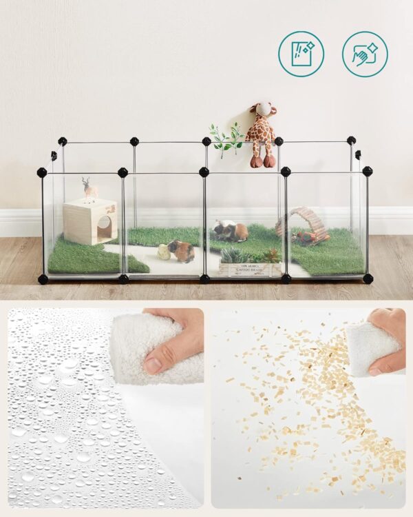 SONGMICS Tarc pentru animale mici rozatoare, din plastic, modulara, 125x63x42 cm, alb - imagine 2