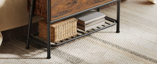 VASAGLE Pantofar cu banca de depozitare, raft si sertar, stil industrial, 30x80x64 cm, maro rustic - imagine 3
