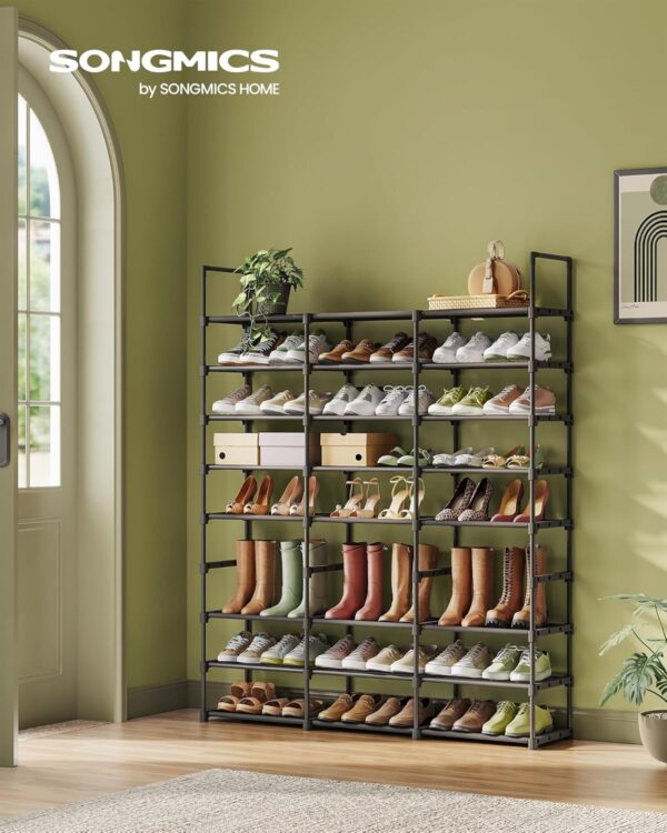 SONGMICS Raft pentru pantofi metalic, personalizabil, pana la 48 perechi, 30x129x158 cm, negru - imagine 2