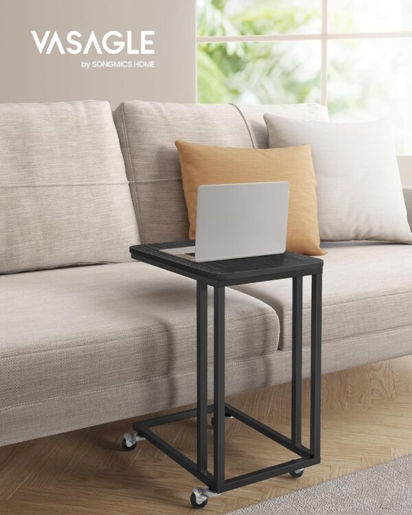 VASAGLE Masuta de cafea, cu cadru de otel si roti, stil industrial, 35x50x60 cm, negru - imagine 3
