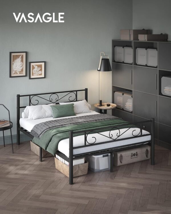 VASAGLE Cadru metalic de pat dublu, 140x190 cm, negru - imagine 3