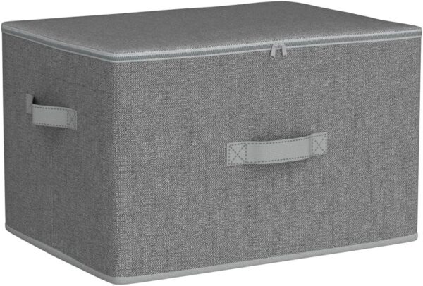SONGMICS Set 3 cutii de depozitare pliabile, organizatoare pentru dulap, textil, 40x30x25 cm, gri - imagine 2