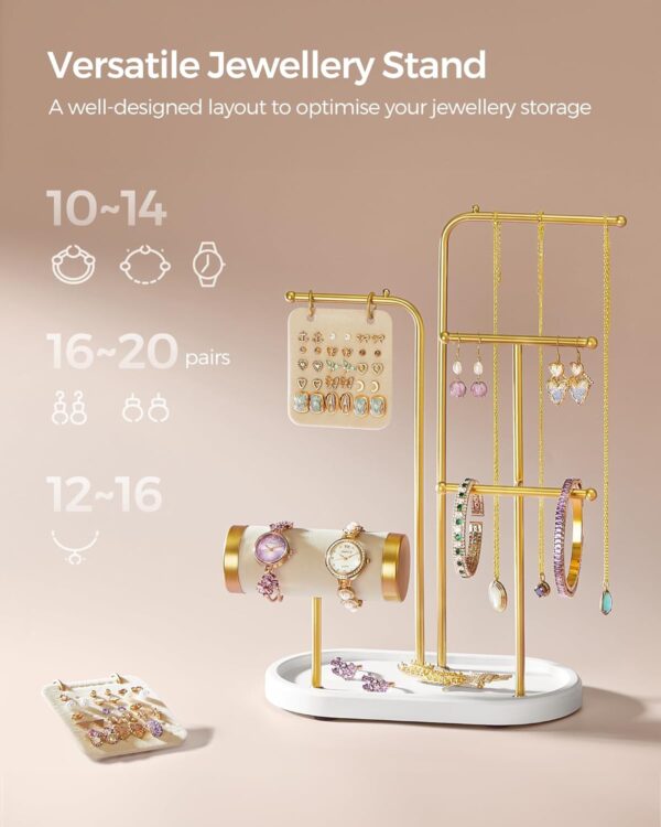 SONGMICS Stand suport pentru depozitare si expunere bijuterii, otel, 11x20x32 cm, auriu - imagine 3