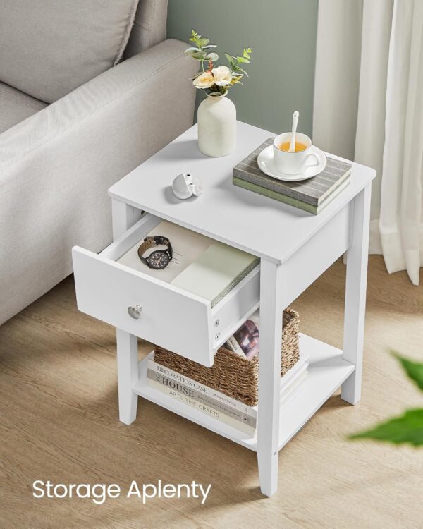 VASAGLE Set de 2 noptiere din bambus, cu sertare, 35x40x60 cm, alb - imagine 3
