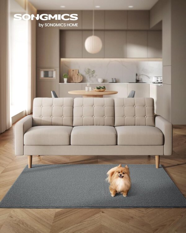 SONGMICS Covor decorativ antiderapant, lavabil la masina, 120x170 cm, gri - imagine 3