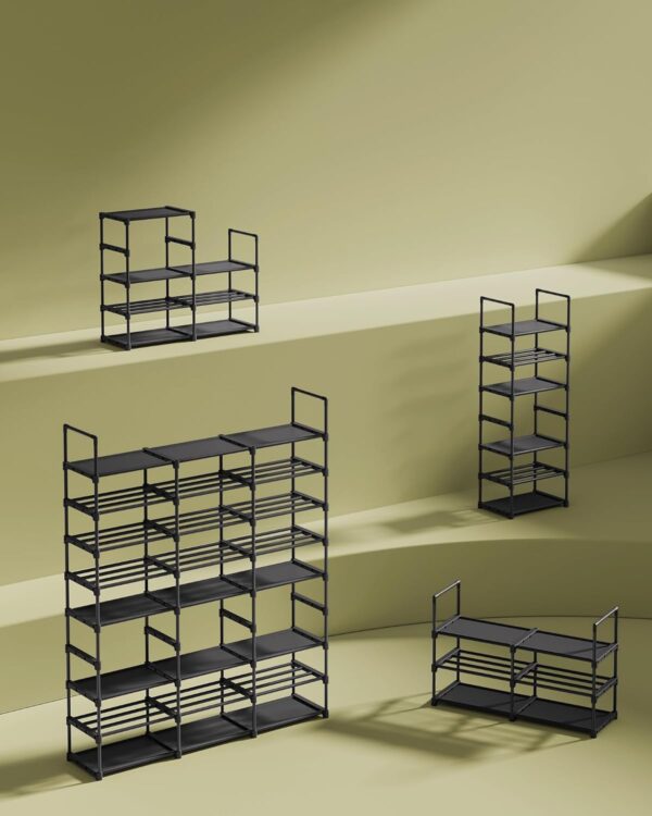 SONGMICS Raft pentru pantofi metalic, personalizabil, pana la 48 perechi, 30x129x158 cm, negru - imagine 4
