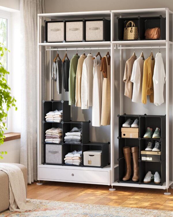 SONGMICS Unitate de depozitare cu 16 cuburi, pentru pantofi sau haine, personalizabil, 31x123x123 cm, negru - imagine 4